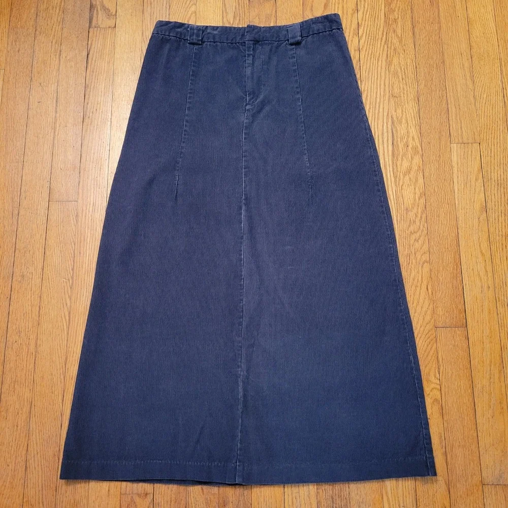 GAP Dark Blue Corduroy A Line Maxi Skirt 8 Cotton Homestead Trad Wife Winter Y2K